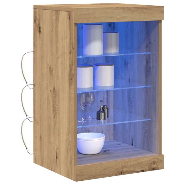 vidaXL Buffet LED Ch&ecirc;ne artisanal 41 x 37 x 67 cm Bois d'ing&eacute;nierie