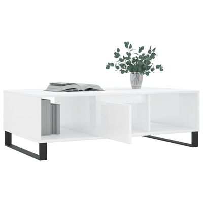 vidaXL Table basse blanc brillant 104x60x35 cm bois d'ingénierie
