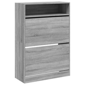 vidaXL Armoire &agrave; chaussures 2 tiroirs rabattables sonoma gris
