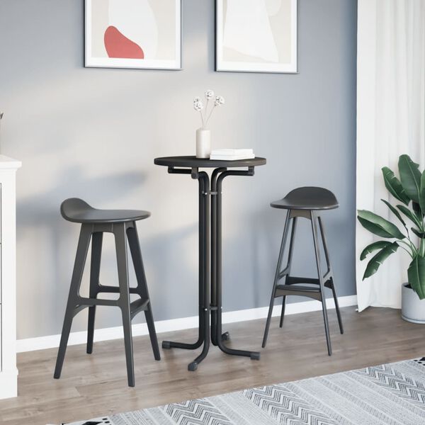vidaXL Table de bar noir &Oslash;60x110 cm bois d'ing&eacute;nierie et acier