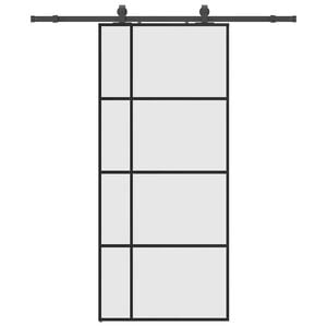 vidaXL Porte coulissante kit de quincaillerie noir 90x205 cm verre ESG