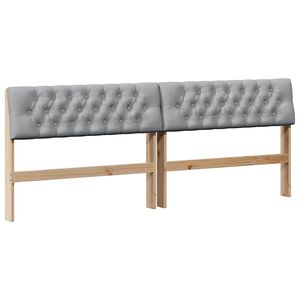 vidaXL T&ecirc;te de lit capitonn&eacute;e Gris clair 200 cm Pin massif