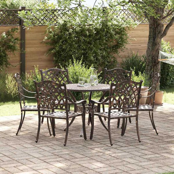 vidaXL Ensemble de salle &agrave; manger pour jardin 7 pcs Bronze