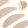 vidaXL Tapis d'escalier 15 pi&egrave;ces 65 x 21 x 4 cm Blanc et marron Demi-rond Grand