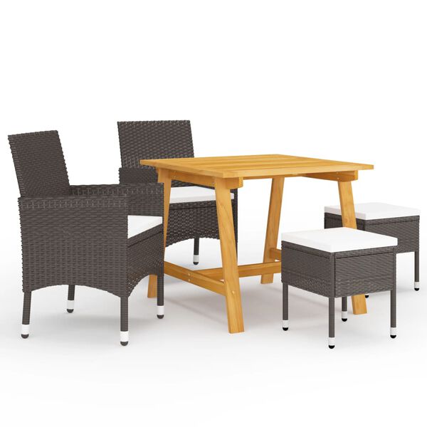 vidaXL Ensemble &agrave; manger de jardin 5 pcs Marron
