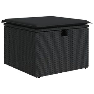 vidaXL Tabouret de jardin avec coussin noir 55x55x37 cm r&eacute;sine tress&eacute;e