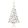 vidaXL Arbre de No&euml;l artificiel pr&eacute;-&eacute;clair&eacute; et boules blanc 120 cm PVC
