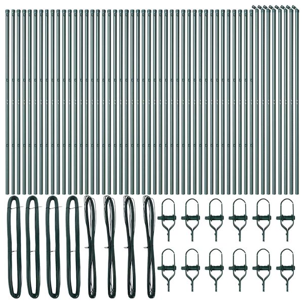 vidaXL Poteau de clôture. 52 pcs Vert 3,2 x 3,2 x 170 cm