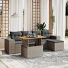 vidaXL Salon de jardin 6 pcs avec coussins gris r&eacute;sine tress&eacute;e