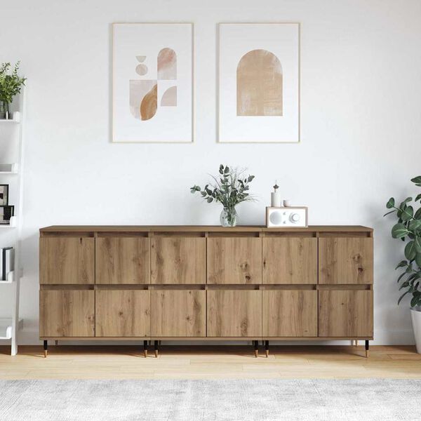 vidaXL Armoire de rangement 3 pcs Ch&ecirc;ne artisanal 60 x 35 x 70 cm