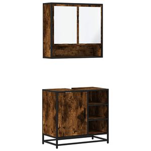 vidaXL Ensemble de meubles de salle de bain 2 pcs Ch&ecirc;ne fum&eacute;