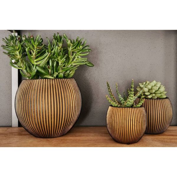 Capi Ensemble de pot de fleurs boule Groove dor&eacute;