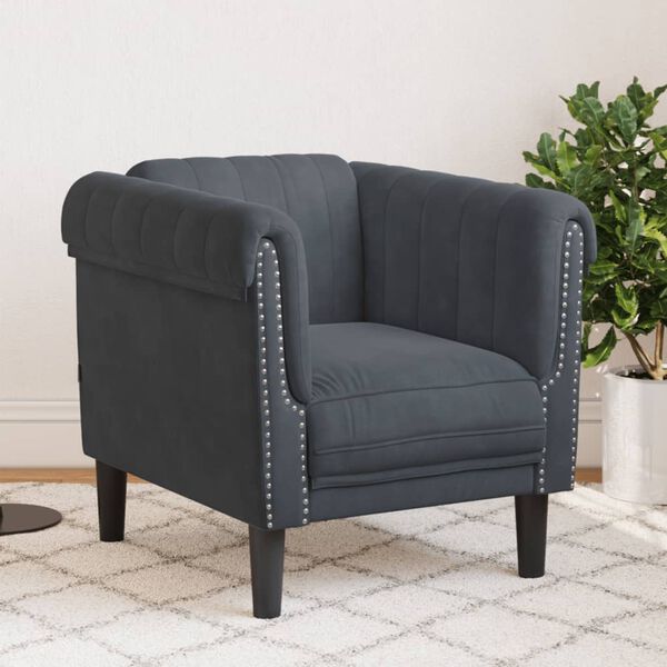 vidaXL Fauteuil gris fonc&eacute; velours