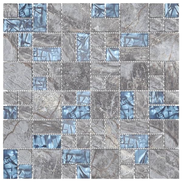 vidaXL Carreaux mosa&iuml;que 22 pcs Gris et bleu 30x30 cm Verre