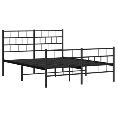 vidaXL Cadre de lit métal sans matelas avec pied de lit noir 150x200cm