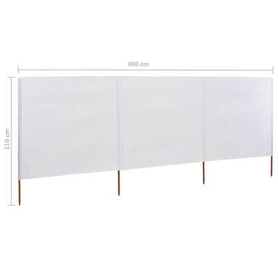 vidaXL Paravent 3 panneaux Tissu 400 x 80 cm Blanc sable