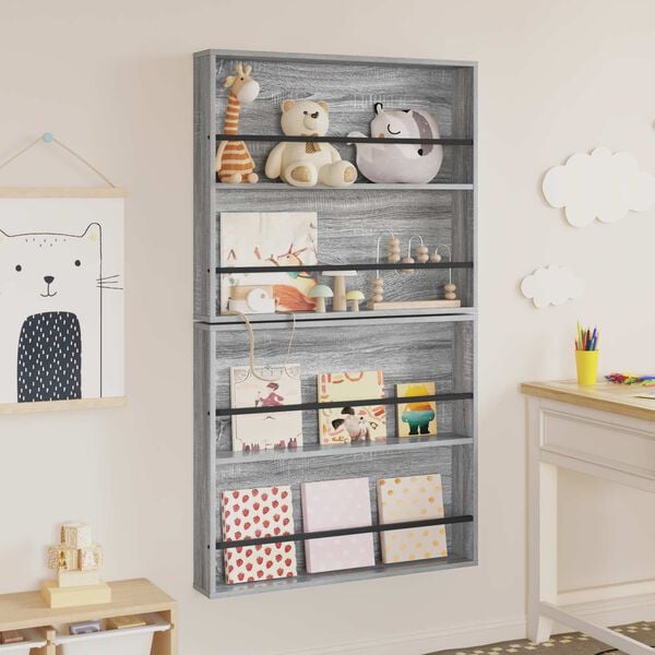 vidaXL &Eacute;tag&egrave;re &agrave; magazines 2 pcs Gris Sonoma 80 x 12 x 70 cm