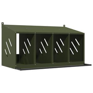 vidaXL Nichoir &agrave; poules avec 4 compartiments vert olive m&eacute;tal