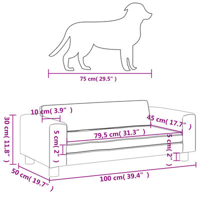 vidaXL Lit pour chien avec extension gris 100x50x30 cm similicuir