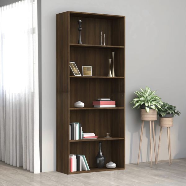 vidaXL Biblioth&egrave;que 5 niveaux Ch&ecirc;ne marron 80x30x189 cm