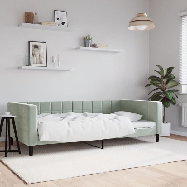 vidaXL Lit de repos sans matelas gris clair 100x200 cm velours
