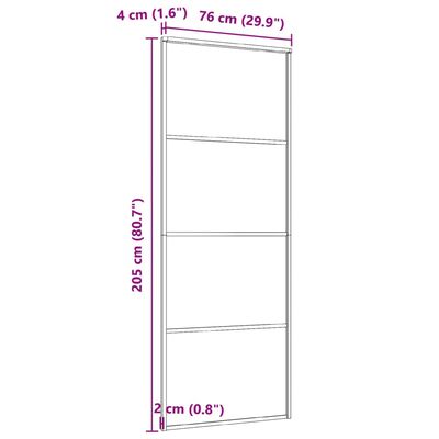 vidaXL Porte coulissante Aluminium et verre ESG 76x205 cm Noir