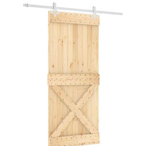 vidaXL Porte coulissante 90 x 210 cm Bois de pin massif (non trait&eacute;)