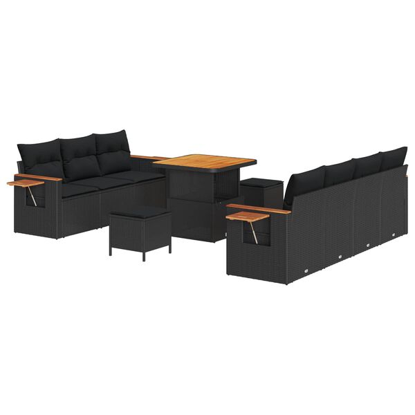 vidaXL Ensemble de canap&eacute; de jardin avec coussin 10 pcs Noir