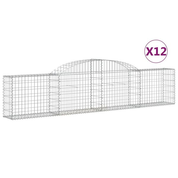 vidaXL Paniers &agrave; gabions arqu&eacute;s 12 pcs 300x30x60/80 cm Fer galvanis&eacute;