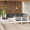 vidaXL Salon de jardin 9 pcs avec coussins blanc bois de pin massif