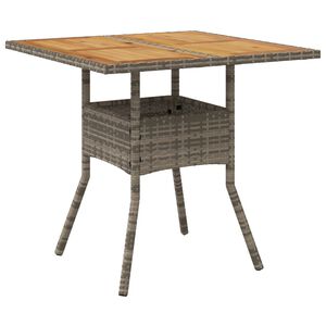 vidaXL Table de jardin et dessus en bois d'acacia gris r&eacute;sine tress&eacute;e