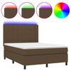 vidaXL Sommier &agrave; lattes de lit matelas et LED Marron fonc&eacute; 140x200 cm