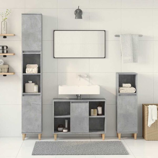 vidaXL Ensemble de meubles de salle de bain 3 pcs gris b&eacute;ton