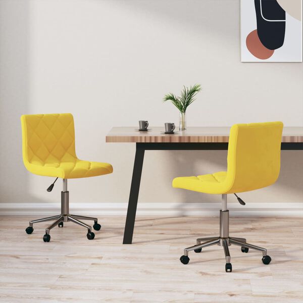 vidaXL Chaises &agrave; manger pivotantes lot de 2 jaune moutarde velours