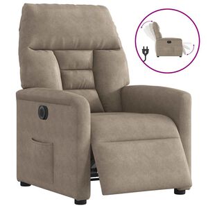 vidaXL Fauteuil inclinable &eacute;lectrique taupe tissu microfibre