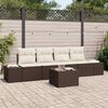 vidaXL Ensemble de canap&eacute; de jardin 5 pcs Marron et Cr&egrave;me polyrotin