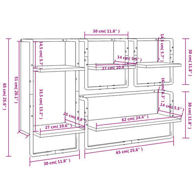 vidaXL Ensemble d'étagères murales barres 4 pcs noir bois d'ingénierie