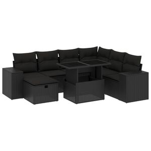 vidaXL Salon de jardin 8 pcs avec coussins noir r&eacute;sine tress&eacute;e
