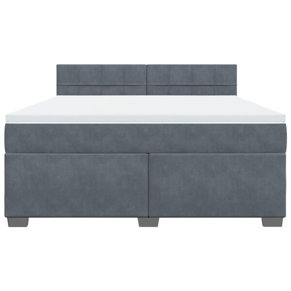 vidaXL Sommier &agrave; lattes de lit et matelas Gris fonc&eacute; 180x200cm Velours