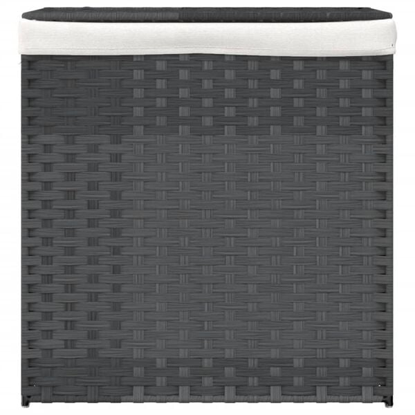 vidaXL Panier &agrave; linge avec 2 sections gris 53x35x57 cm r&eacute;sine tress&eacute;e