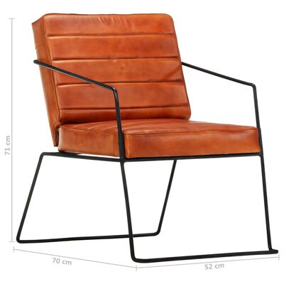 vidaXL Fauteuil Brun roux Cuir véritable