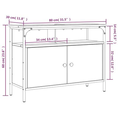 vidaXL Armoire lavabo de salle de bain chêne sonoma 80x30x60 cm