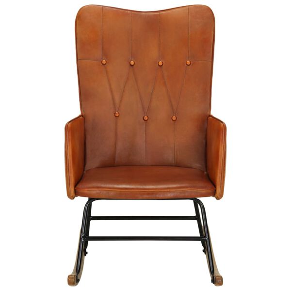 vidaXL Chaise &agrave; bascule Marron p&acirc;le Cuir v&eacute;ritable