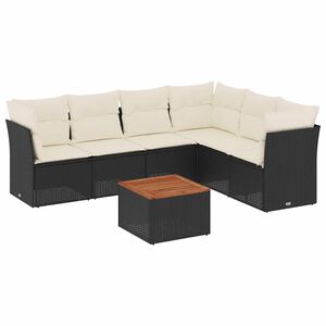 vidaXL Salon de jardin 7 pcs avec coussins noir r&eacute;sine tress&eacute;e