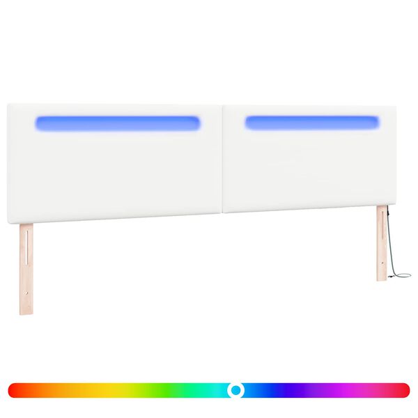 vidaXL T&ecirc;te de lit LED Blanc 200 cm Cuir synth&eacute;tique