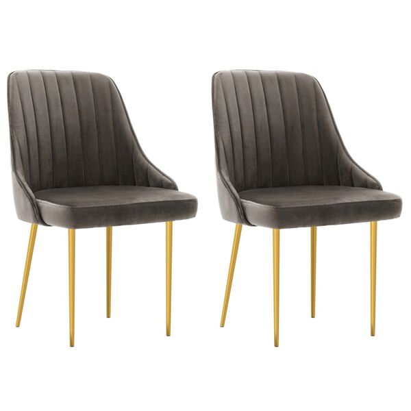 vidaXL Chaises &agrave; manger lot de 2 gris fonc&eacute; velours