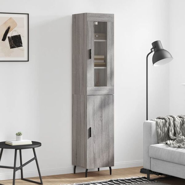 vidaXL Buffet haut Sonoma gris 34,5x34x180 cm Bois d'ing&eacute;nierie