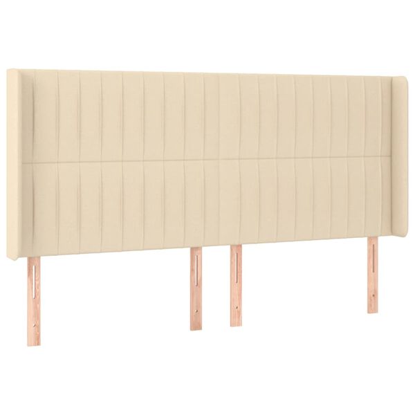 vidaXL T&ecirc;te de lit avec oreilles Cr&egrave;me 163x16x118/128 cm Tissu