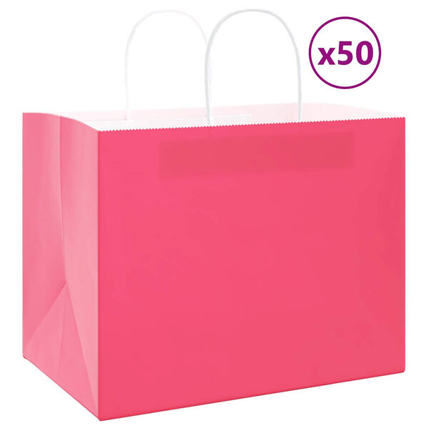 vidaXL Sacs en papier 50 pcs avec poign&eacute;es rose 32x22x24 cm
