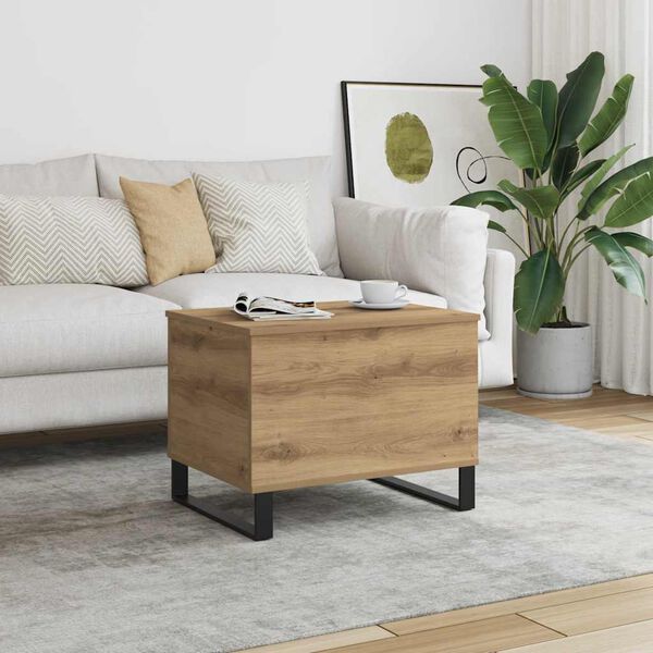 vidaXL Table basse ch&ecirc;ne artisanal 60x44,5x45 cm bois d'ing&eacute;nierie